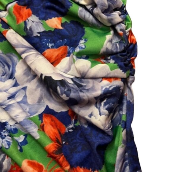ZARA NWT Women's Blue Multi Floral Asymmetrical One Shoulder Bodysuit Size Med - Picture 8 of 15